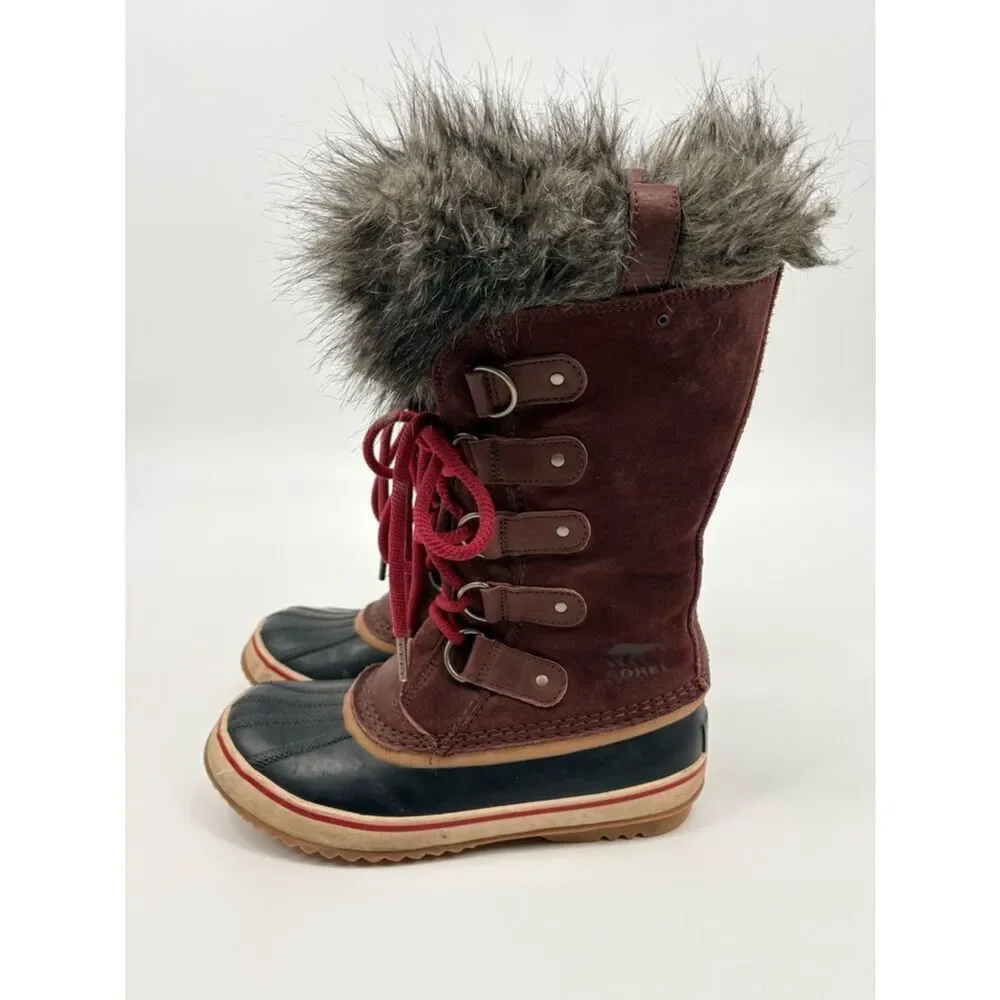 Sorel | Maroon Joan of arch Suede Faux Fur Winter Boots
